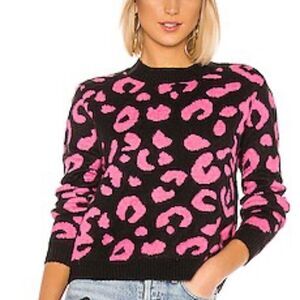 Line & Dot Revolve Shopbop Civet Leopard Pink Crewneck Sweater XS